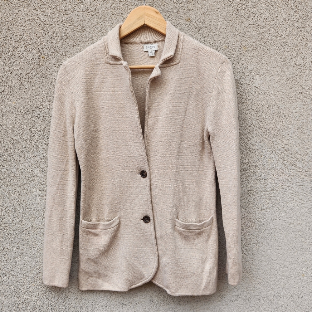 J. CREW Women's Sweater Blazer Extra Small Beige Preppy Academia Neutral